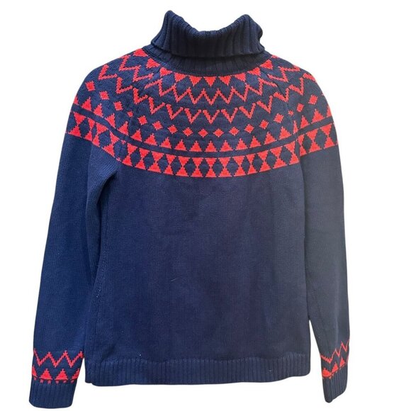 Duluth Trading Cotton Co. Blend Knit Fair Isle Turtleneck Sweater Womens Size SM - Picture 7 of 9
